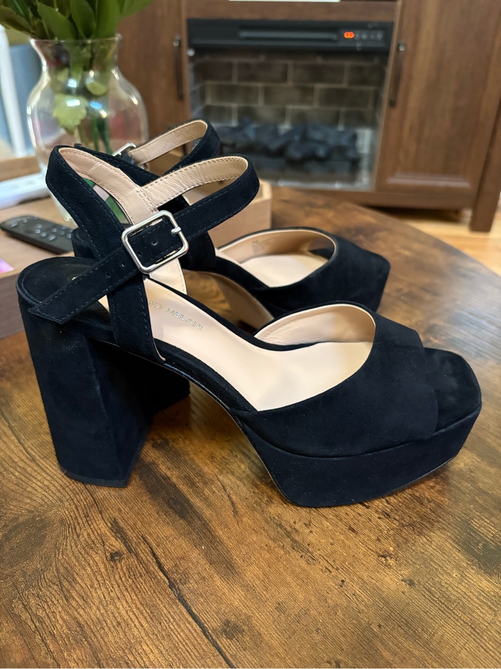 Antonio Melani Velvet Black Heels Platform